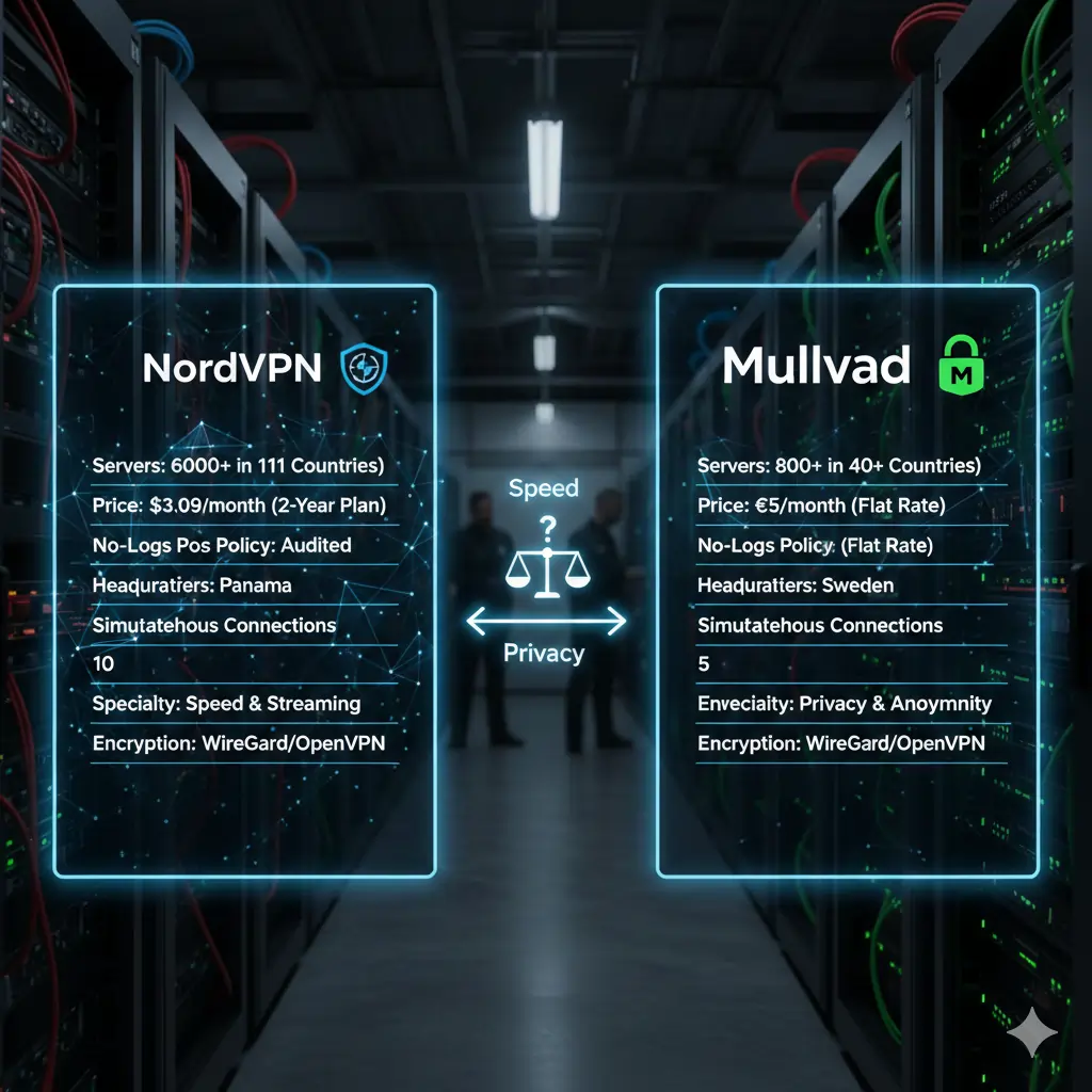NordVPN Vs MullVad VPN Comparison
