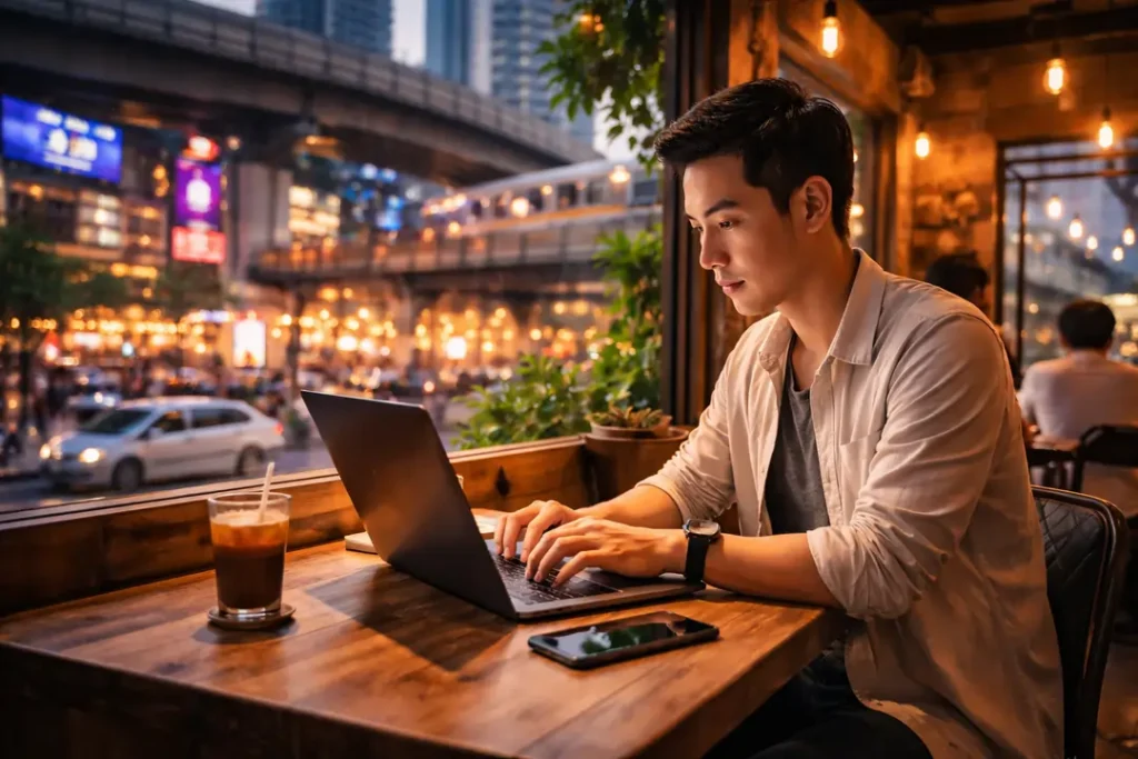 Using a VPN on public WiFi in Thailand cafe