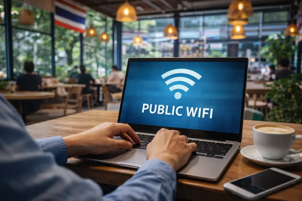 Public Wi-Fi in a Thai café
