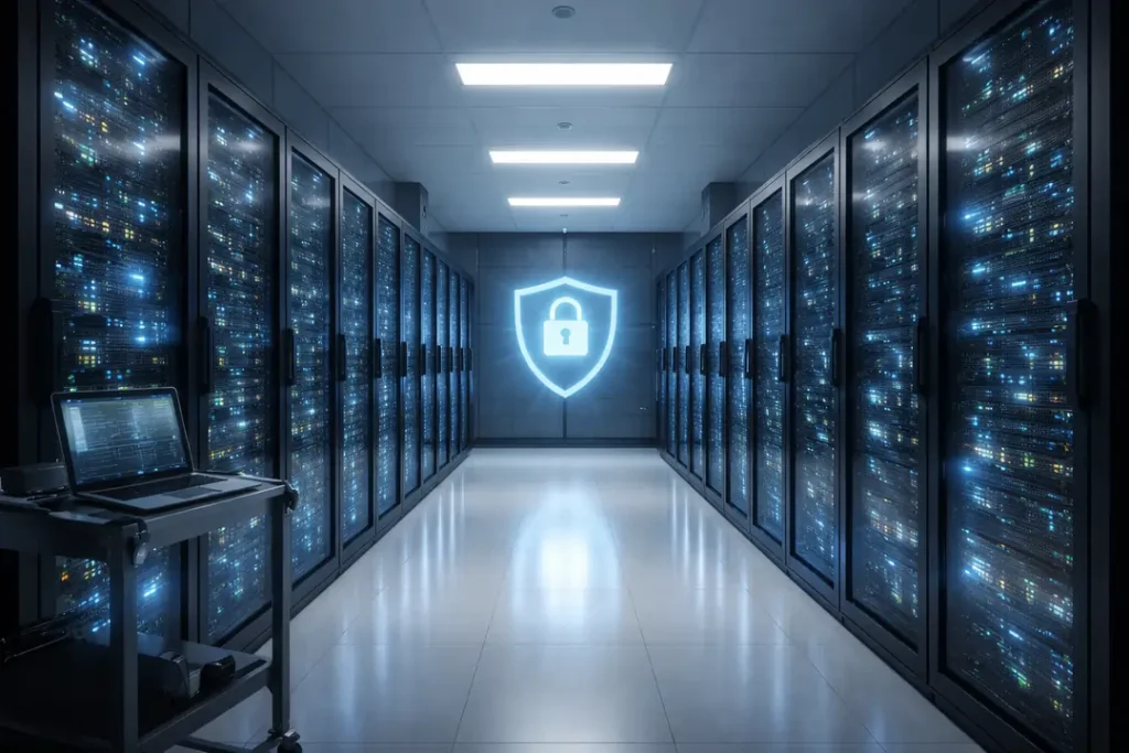 Secure VPN server infrastructure with encrypted data center environment