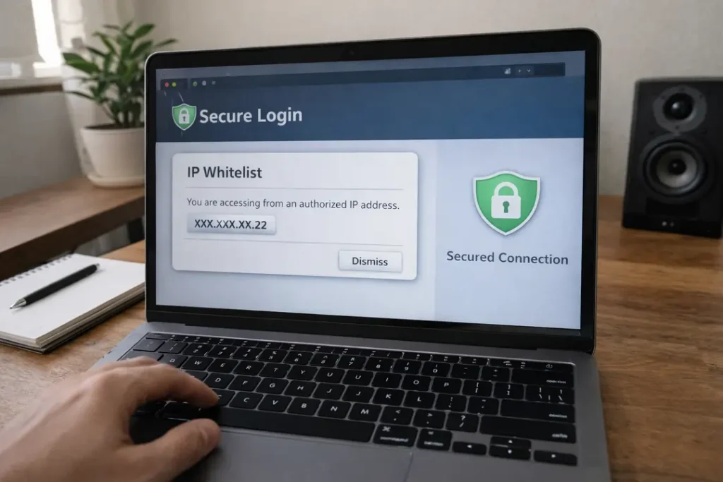 Secure login system using a dedicated IP address for remote access