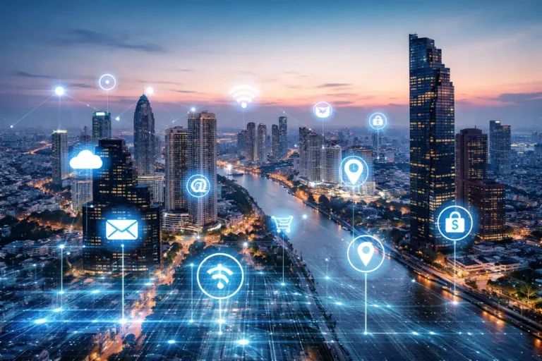 Neutral Bangkok Skyline with Digital Context