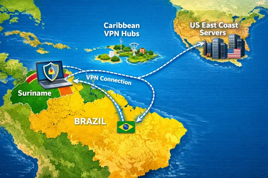 VPN routing from Suriname to Brazil